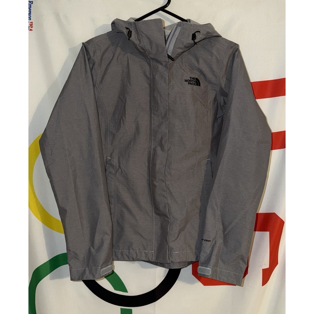 North Face Dryvent Rain Jacket Womens XS Gray Full Zip Hooded